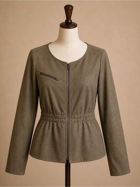 Focus 2000 Olive Green Zip-Front Utility Jacket